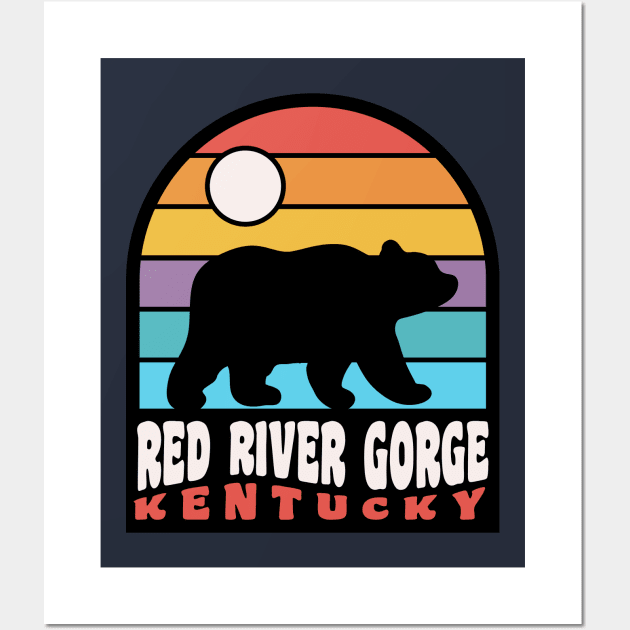 Red River Gorge Kentucky Hiking Bear Badge Wall Art by PodDesignShop